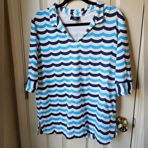Sailor Sailor Top Womens Large UPF-50 Nautical USA Made Half Sleeve Just Madras